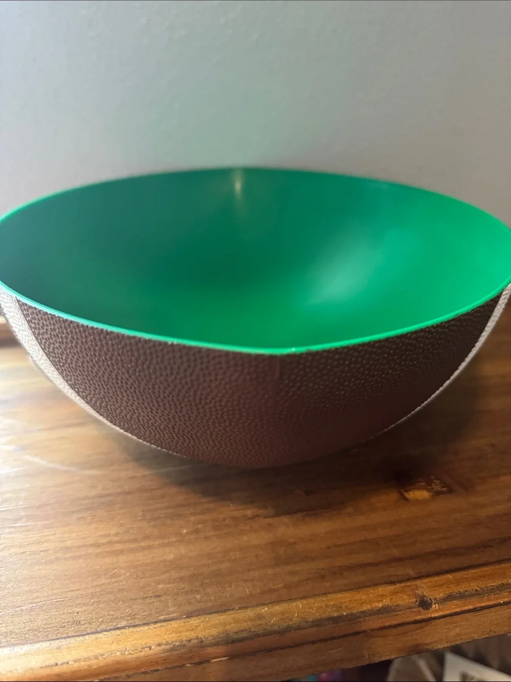 Decorative Football-Themed Serving Bowl in Brown and Green